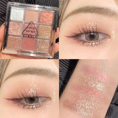 $10.35 • Buy DIKALU 9Color Eye Shadow Shimmer Glitter Powder Palette Matte Cosmetic Eyeshadow