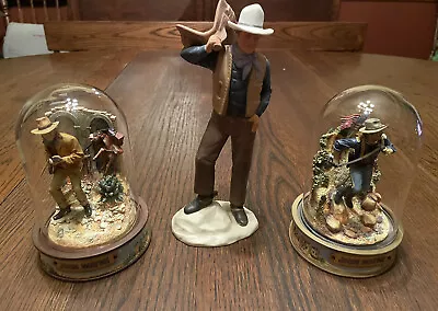 2X John Wayne Franklin Mint Dome Figures / Hand Painted / 1X Avon 1985 Figure • $34.75