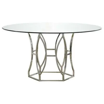 Best Master Luna 54  Stainless Steel And Glass Round Dining Table In Silver • $832.99