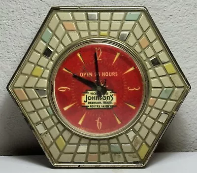 Vintage 1950’s Mid Century Howard Johnson’s Dedham MA. Electric Wall Clock USA • $99.99
