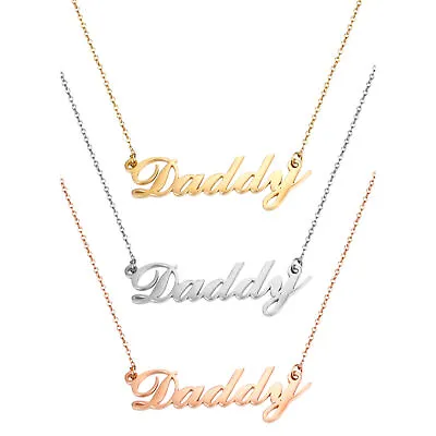 Personalized 'Daddy' Stainless Steel Pendant Necklace Mens Dad Father's Day Gift • $10.44
