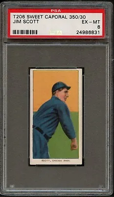 BB - 1909 - T206 - Sweet Cap - Jim Scott - PSA 6 - EX-MT • $1238.40