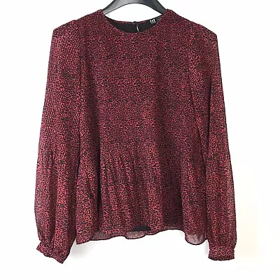 Zara Womens Blouse Top Long Sleeve Red Leopard Print Pattern Size S Small • $17.99