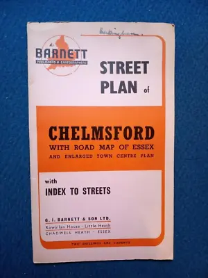 Barnett's Street Plan Fold-Out Map: Chelmsford   C1965 • £8.99