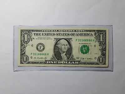 One Dollar Bill Fancy 5 In A Row Trailing 6s F31166666H Series 2009 Trinary • $5.99