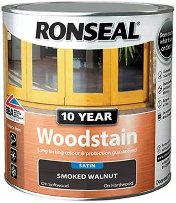 Ronseal - 10 Year Woodstain Satin Rainproof In 1hr 250ml / 750ml - All Colours • £12.59