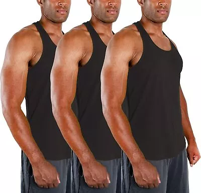 DEVOPS 3 Pack Men's Y-Back Dry Fit Muscle Gym Workout Tank Top • $51.65