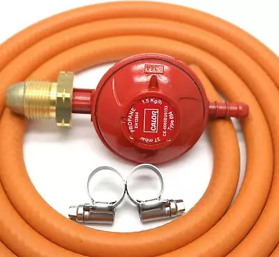 CALOR GAS BRAND 37mbar PROPANE GAS REGULATOR 1mt HOSE & 2 CLIPS 5 YEAR WARRANTY • £17.99