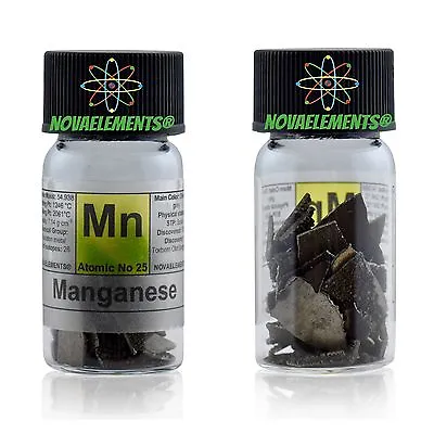 10 Grams 999% Manganese Metal Element 25 Mn Flakes In Labeled Glass Vial • $10.90