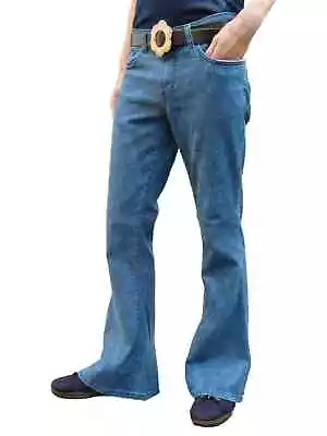 £36.99 • Buy FLARES Denim Paisley Mens Bell Bottoms Corduroy Jeans Vtg Hippie Trousers 60's