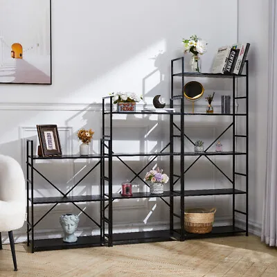 Industrial MDF Ladder Shelf Bookcase Shelving Storage Display Stand Metal Frame • £28.95