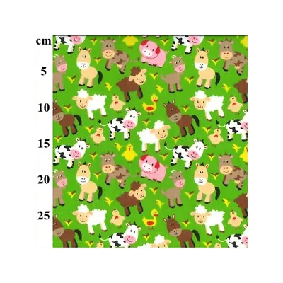 Polycotton Fabric Farm Life Animals Sheep Chicken Cow Horse Goat • £4.80