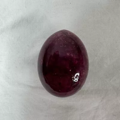 Vintage Italian? Marble Alabaster Polished Stone Easter Egg Decor Deep Purple • $19.99