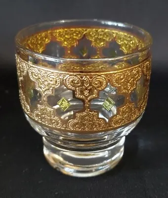 6 Culver Morrocan Themed Valencia Punch / Lowball? Glasses Lot MCM Gold & Green • $49.99