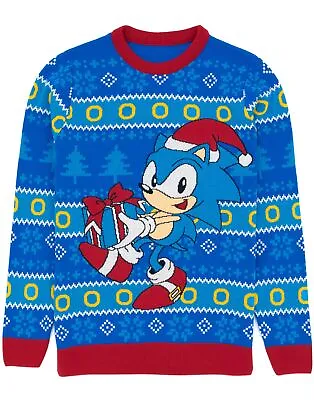 £38.99 • Buy Sonic The Hedgehog Mens Christmas Jumper Adults Blue Knitted Xmas Sweater