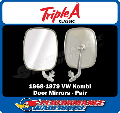 $117.50 • Buy Stainless Steel VW Kombi Door Mirrors, Pair - Bay Window 1968-1979
