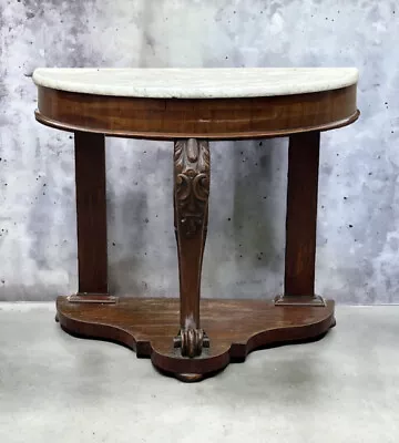 Victorian Half Round Hall Table With Marble Top • £500