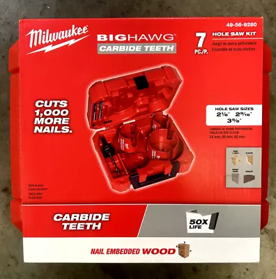 Milwaukee (49-56-9280) 7 Piece BIG HAWG With Carbide Teeth Hole Saw Kit • $99.95