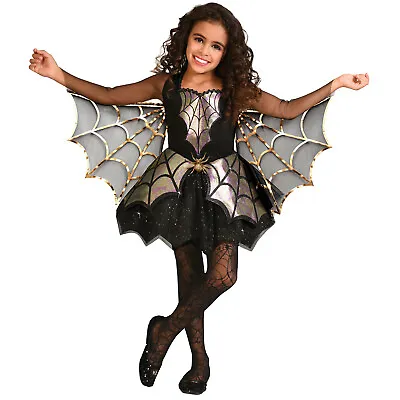 Girls Spider Costume Childs Halloween Fancy Dress Kids Bat Vampire Outfit • £19.99