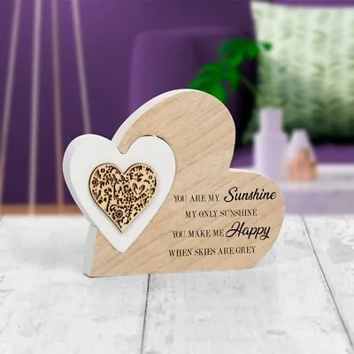 £3.99 • Buy Dbl Heart Plaque-you Are My Sunshine-plaque