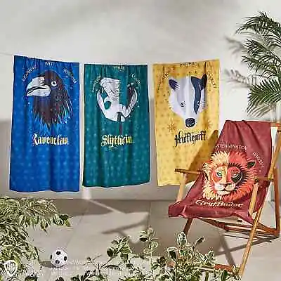 Harry Potter Official Beach Towel Ravenclaw Slytherin Gryffindor Hufflepuff • £10.97