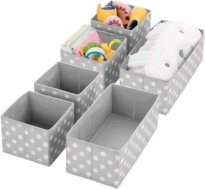 Set Of 6 Storage Box – 6 Fabric Organisers In 2 Sizes For The Nursery – Storage • £10.99