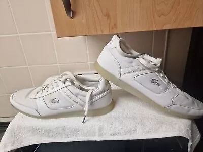 Mens Trainers Lacoste White Casual Leather Sneakers Graduate Pro - Size 9 • £10