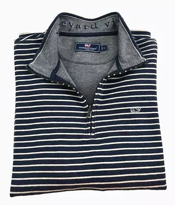 Vineyard Vines Sz. Large Striped Quarter Zip Pullover Sweater! • $8