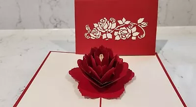 3D Pop Up Red Rose Card.(Valentine's Birthday CongThank You Blank Card • £3.45