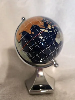 Miniature Desktop Gemstone Inlay World Globe With Stand • $20