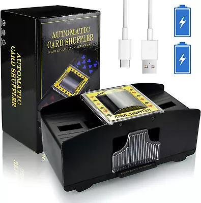 2 Deck Automatic Card Shuffler Built-In 2000 Mah Rechargeable Battery Electric • $45.36