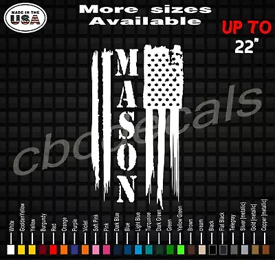 Mason American Flag Vinyl Decal Sticker | Mason Decals / Stickers  • $16.99