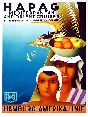 3477.Hapag Mediterranean Orient Cruises Travel POSTER.Home Room Art Decoration • $57