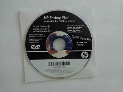 HP Restore Plus!Windows Vista Home Basic Business Ultimate/XP Pro 32 Or 64 Bit • $5.99
