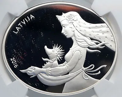2016 LATVIA Fairy Tale Princess Hedgehog OVAL PROOF Silver 5Euro Coin NGC I89225 • $558.80