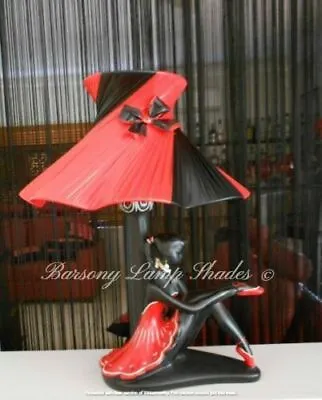 PLASTIC RIBBON BLACK / RED LAMPSHADE For BARSONY BALLERINA LADY LAMP • $145