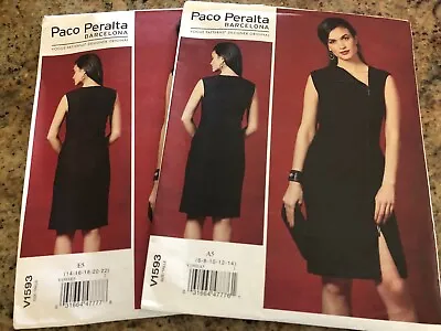 🌼 Vogue #v1593 - Designer Paco Peralta - Ladies Dress Pattern 6-14 / 14-22 Ff • $14.24