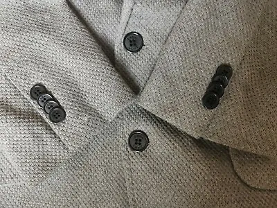 Zara Men Light Grey Smart Casual Textured Blazer Jacket Elbow Patch Pad Large 40 • £14.99