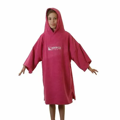 Hyped Sports Junior Kids Hooded Towelling Changing Robe Beach Swim Poncho Pink • £12.55