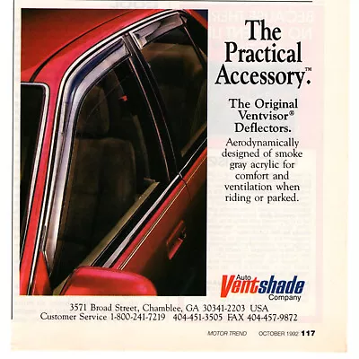 Auto VentShade Ventvisor Deflectors 1992 Vintage Print Ad Original Man Cave • $7.99