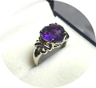 AAA Quality - AMETHYST Heart Shape Ring -  Vintage 14k White Gold Mounting • $275