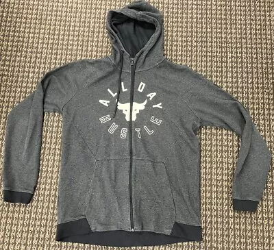 Under Armour Project Rock Hoodie Mens XL Gray Full Zip All Day Hustle Logo • $35