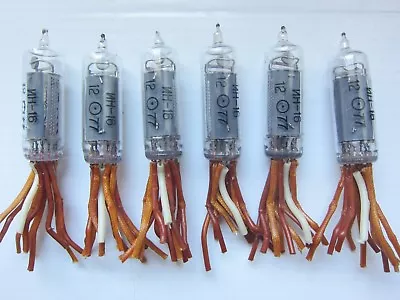 $59.99 • Buy 6x VINTAGE IN-16 NIXIE TUBES For CLOCK (LONG PINS, MATCHED DATE 70s) TESTED 100%