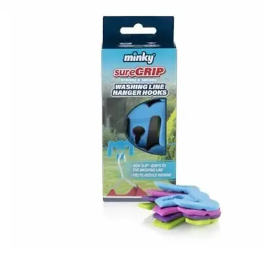Minky SureGrip Handy Washing Line Hanger Hook 4 Pack Multi Colour Hooks • £2.99