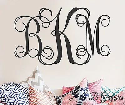 Monogram Wall Decal -Vine Monogram Decal Decor-Wedding Monogram Vinyl Wall Decal • $15