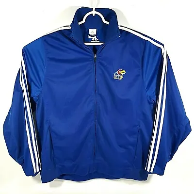 Adidas Kansas Jayhawks KU Mens Jacket Blue Athletic Track Full Zip XL • $24.99