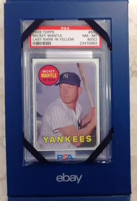 1969 Topps #500 Mickey Mantle PSA 8 OC NM-MT Last Name In Yellow HOF NY Yankees • $1500