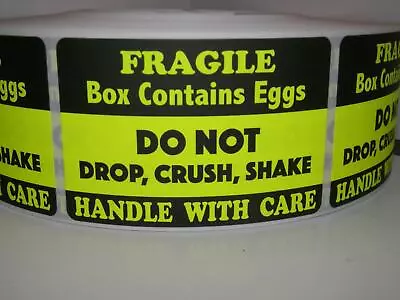 50 Stickers 2x3 Warning Label BOX CONTAINS EGGS DO NOT DROP CRUSH SHAKE Chart • $9.55