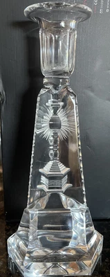 $70 • Buy Val St. Lambert Crystal Candlestick Art Trylon Obelisk