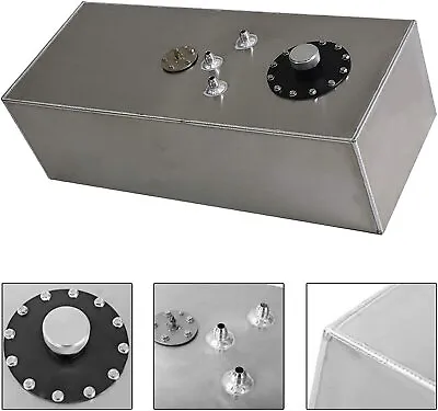 15 Gallon Polished Aluminum Race Fuel Cell Gas Tank With Cap + Level Sender • $123.69